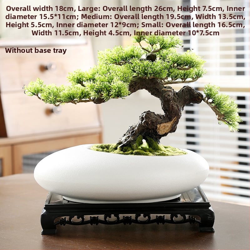 Vas ceramic pentru orchidă bonsai, diametru mare, respirabil, lucrat manual, ars cu gaz, stil nordic, pentru masă.