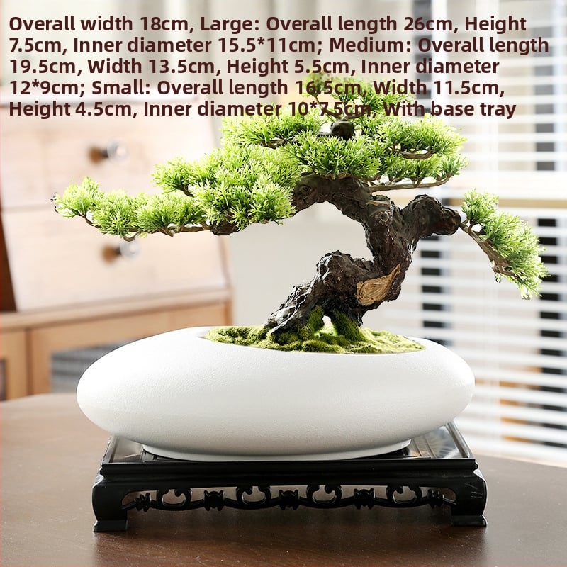 Vas ceramic pentru orchidă bonsai, diametru mare, respirabil, lucrat manual, ars cu gaz, stil nordic, pentru masă.