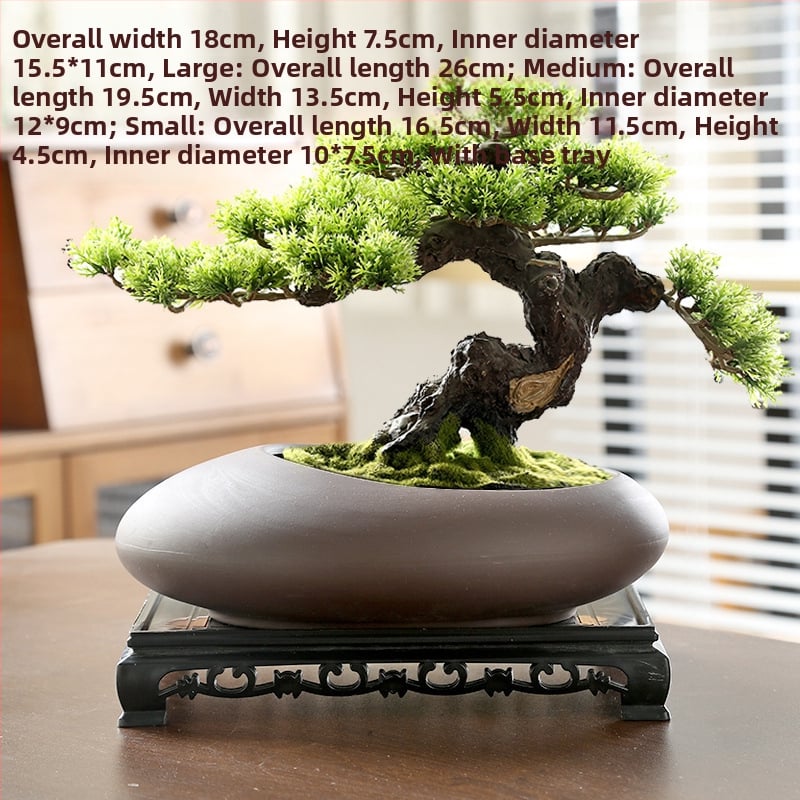 Vas ceramic pentru orchidă bonsai, diametru mare, respirabil, lucrat manual, ars cu gaz, stil nordic, pentru masă.
