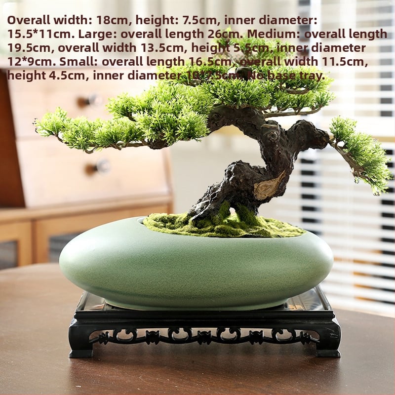 Vas ceramic pentru orchidă bonsai, diametru mare, respirabil, lucrat manual, ars cu gaz, stil nordic, pentru masă.