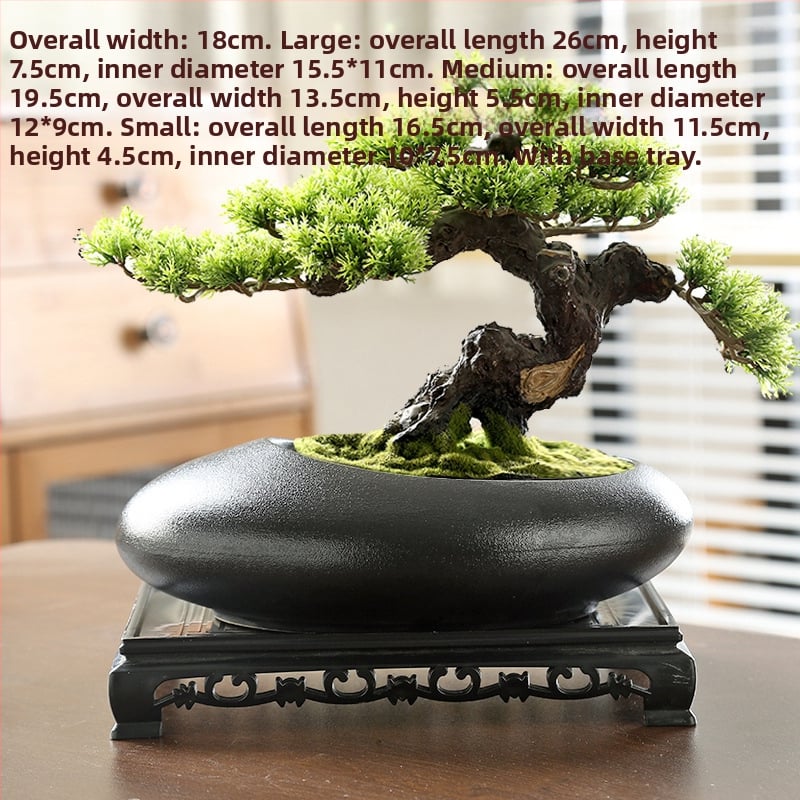 Vas ceramic pentru orchidă bonsai, diametru mare, respirabil, lucrat manual, ars cu gaz, stil nordic, pentru masă.