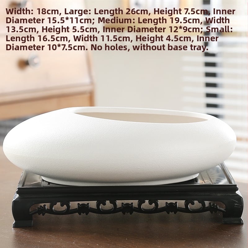 Vas ceramic pentru orchidă bonsai, diametru mare, respirabil, lucrat manual, ars cu gaz, stil nordic, pentru masă.
