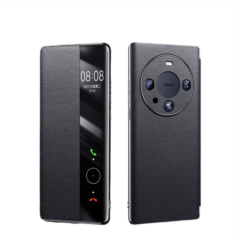 Kućište Huawei Mate60 Pro od prave kože s potpunim pokrivanjem, pametnom zaštitom od pada i magnetskim postoljem 60RS
