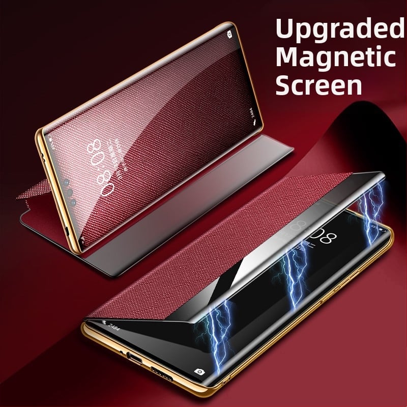 Kućište Huawei Mate60 Pro od prave kože s potpunim pokrivanjem, pametnom zaštitom od pada i magnetskim postoljem 60RS