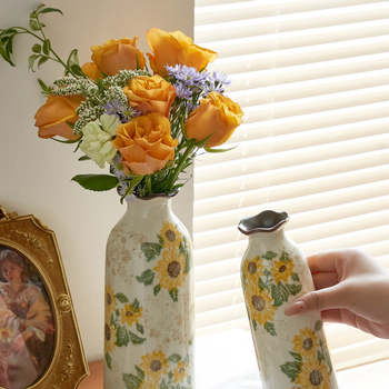 Vază ceramică cu glazură craquelată, stil american de țară, gură mică, pentru flori proaspete, decor retro pentru living, stil neo-chinezesc