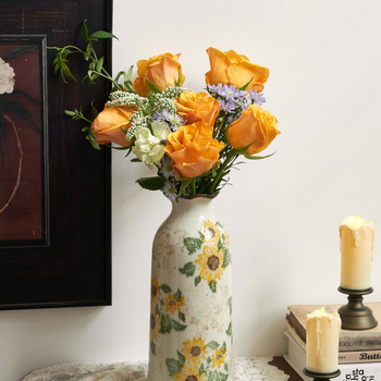 Vază ceramică cu glazură craquelată, stil american de țară, gură mică, pentru flori proaspete, decor retro pentru living, stil neo-chinezesc