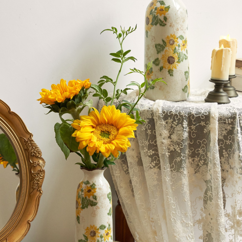 Vază ceramică cu glazură craquelată, stil american de țară, gură mică, pentru flori proaspete, decor retro pentru living, stil neo-chinezesc