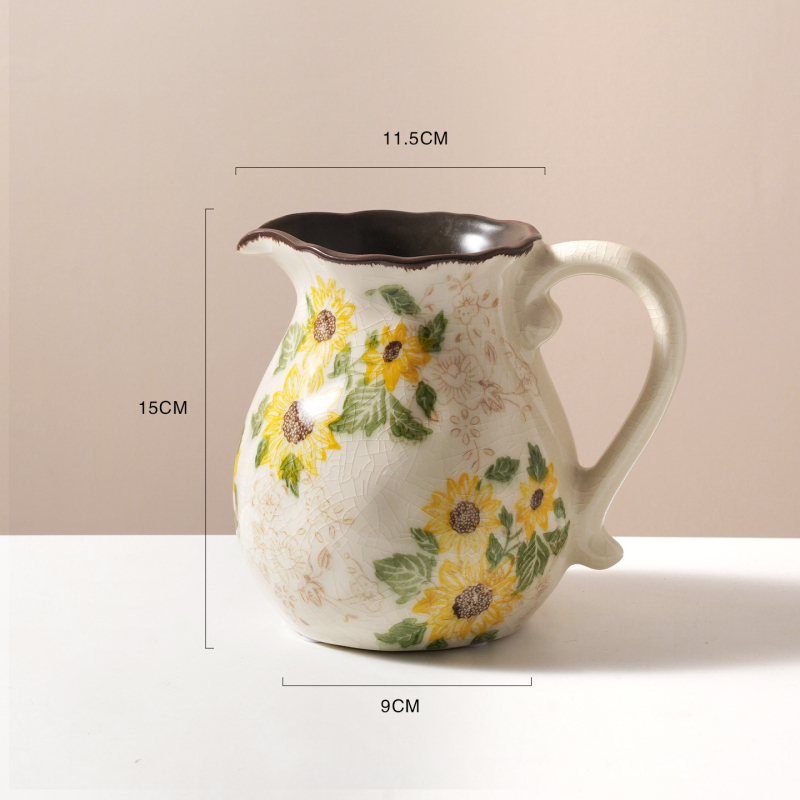 Vază ceramică cu glazură craquelată, stil american de țară, gură mică, pentru flori proaspete, decor retro pentru living, stil neo-chinezesc