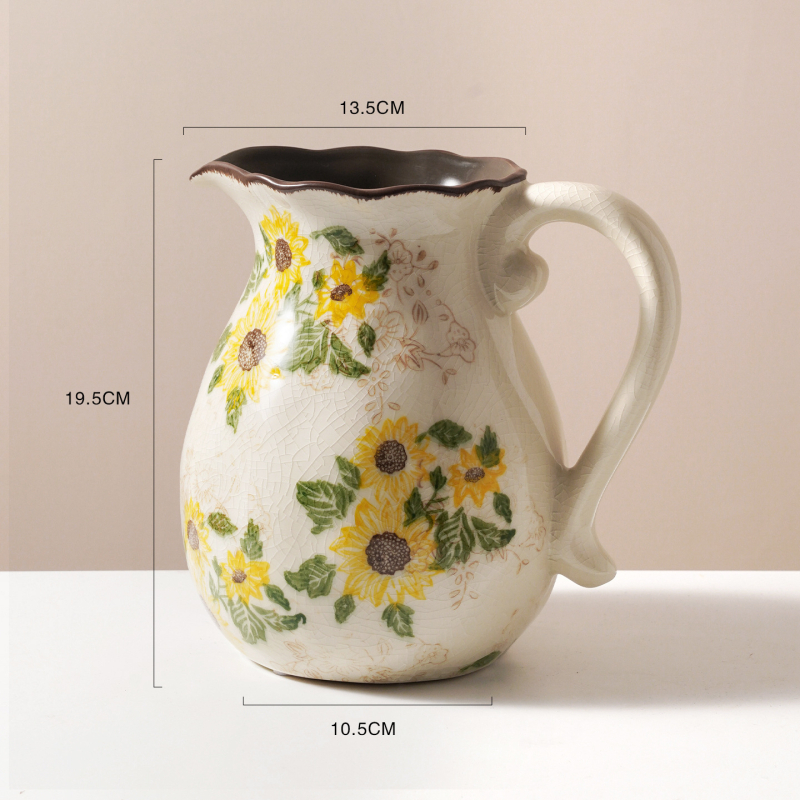Vază ceramică cu glazură craquelată, stil american de țară, gură mică, pentru flori proaspete, decor retro pentru living, stil neo-chinezesc
