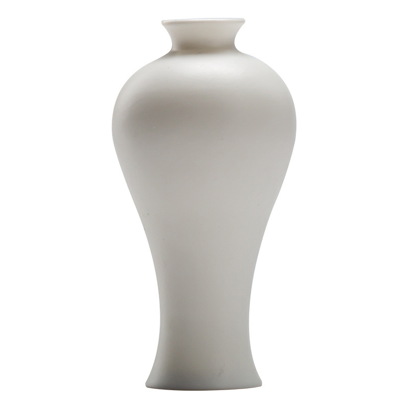 Vază Guanyin din porțelan alb, decor ceramic pentru hidroponie și aranjamente cu flori uscate, ornament de masă pentru living
