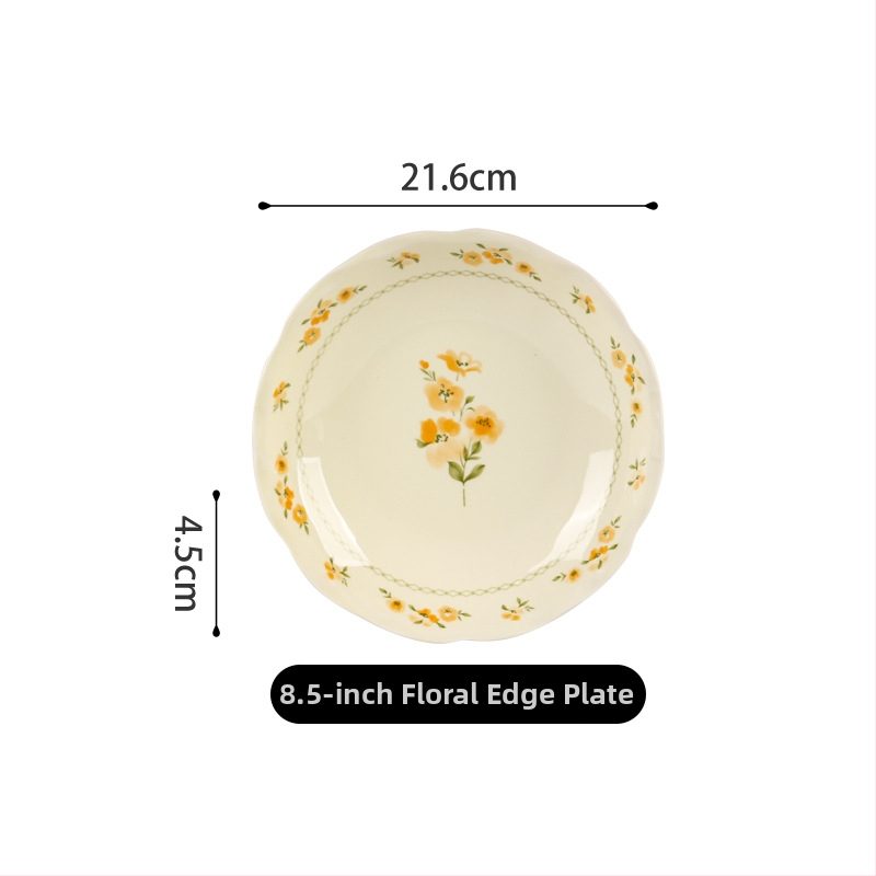 Shunxiang Tianye bol de porțelan pentru uz casnic, stil Cream INS, glazură subglazură la temperaturi înalte, 5 inchi, formă de pălărie din bambus, cu model floral