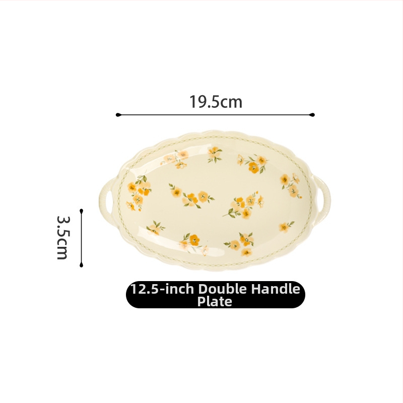 Shunxiang Tianye bol de porțelan pentru uz casnic, stil Cream INS, glazură subglazură la temperaturi înalte, 5 inchi, formă de pălărie din bambus, cu model floral