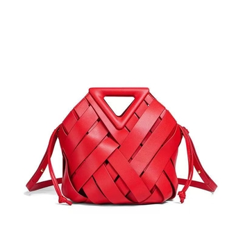 2025 novi stil otvorena pletena trokutasta crossbody torba s magnetskim zatvaranjem, ženska bucket torba