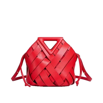 2025 novi stil otvorena pletena trokutasta crossbody torba s magnetskim zatvaranjem, ženska bucket torba
