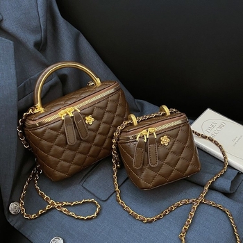 Jesenja teksturirana mini torbica za žene s lancom, dijamantnom mrežom, crossbody stil
