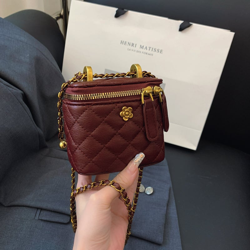 Jesenja teksturirana mini torbica za žene s lancom, dijamantnom mrežom, crossbody stil