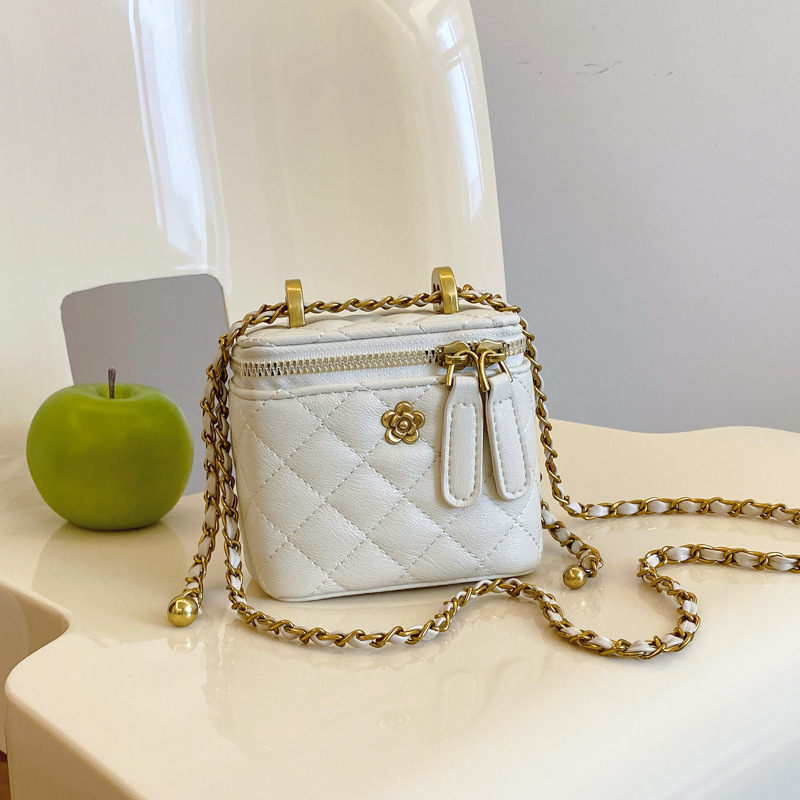 Jesenja teksturirana mini torbica za žene s lancom, dijamantnom mrežom, crossbody stil