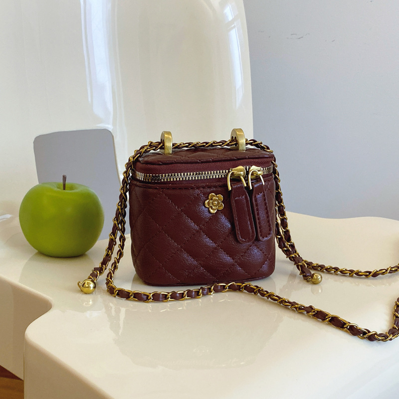 Jesenja teksturirana mini torbica za žene s lancom, dijamantnom mrežom, crossbody stil