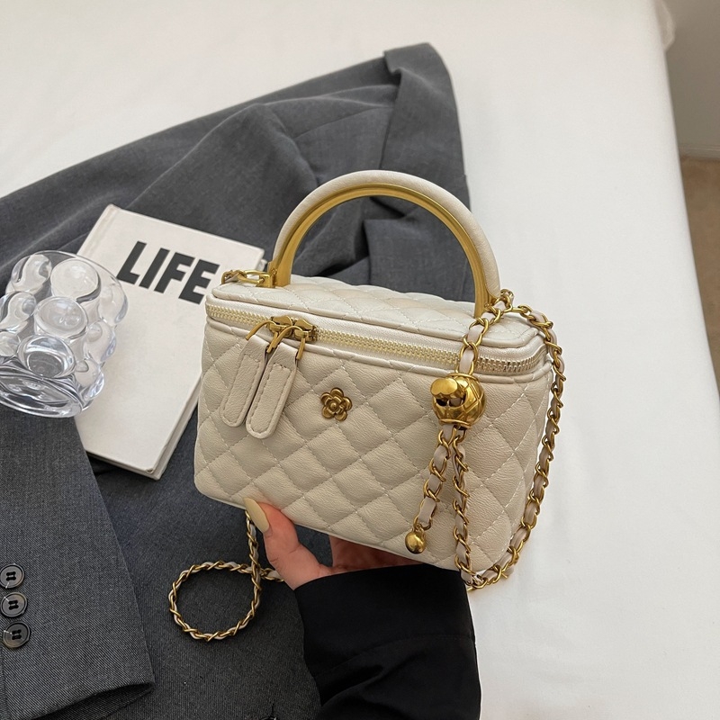 Jesenja teksturirana mini torbica za žene s lancom, dijamantnom mrežom, crossbody stil