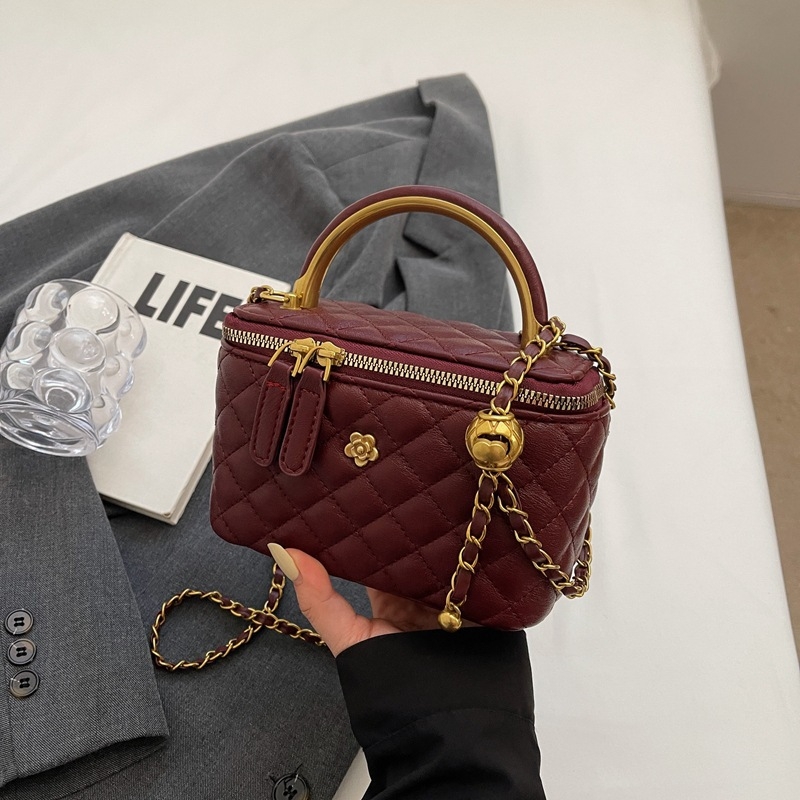 Jesenja teksturirana mini torbica za žene s lancom, dijamantnom mrežom, crossbody stil