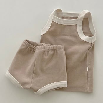 Korejski stil ljetni set za bebe od pamuka: top bez rukava i šorcevi