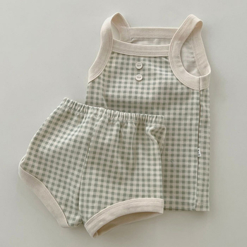 Korejski stil ljetni set za bebe od pamuka: top bez rukava i šorcevi
