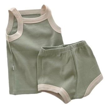 Korejski stil ljetni set za bebe od pamuka: top bez rukava i šorcevi