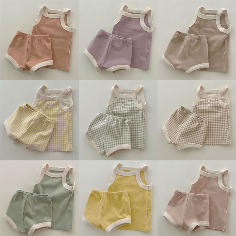 Korejski stil ljetni set za bebe od pamuka: top bez rukava i šorcevi