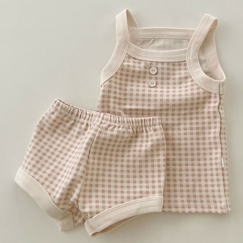 Korejski stil ljetni set za bebe od pamuka: top bez rukava i šorcevi