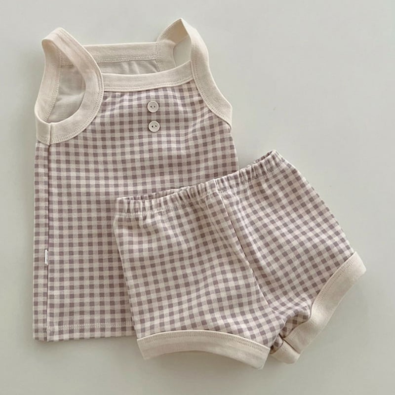 Korejski stil ljetni set za bebe od pamuka: top bez rukava i šorcevi