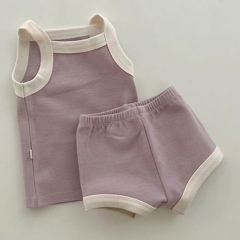 Korejski stil ljetni set za bebe od pamuka: top bez rukava i šorcevi