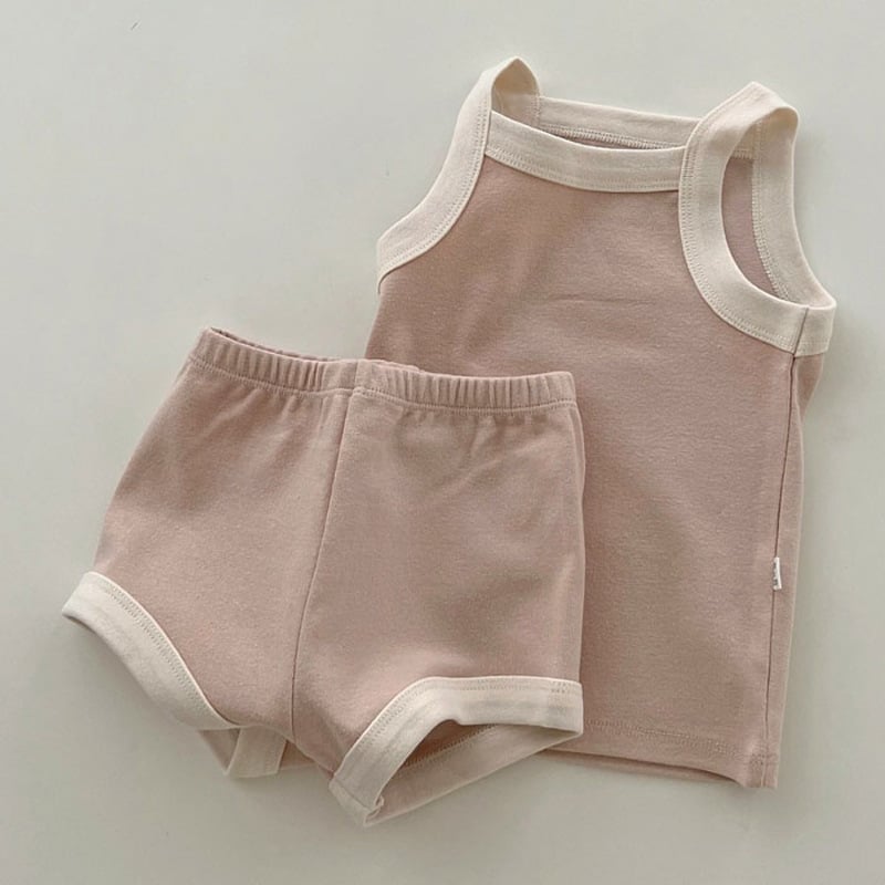 Korejski stil ljetni set za bebe od pamuka: top bez rukava i šorcevi
