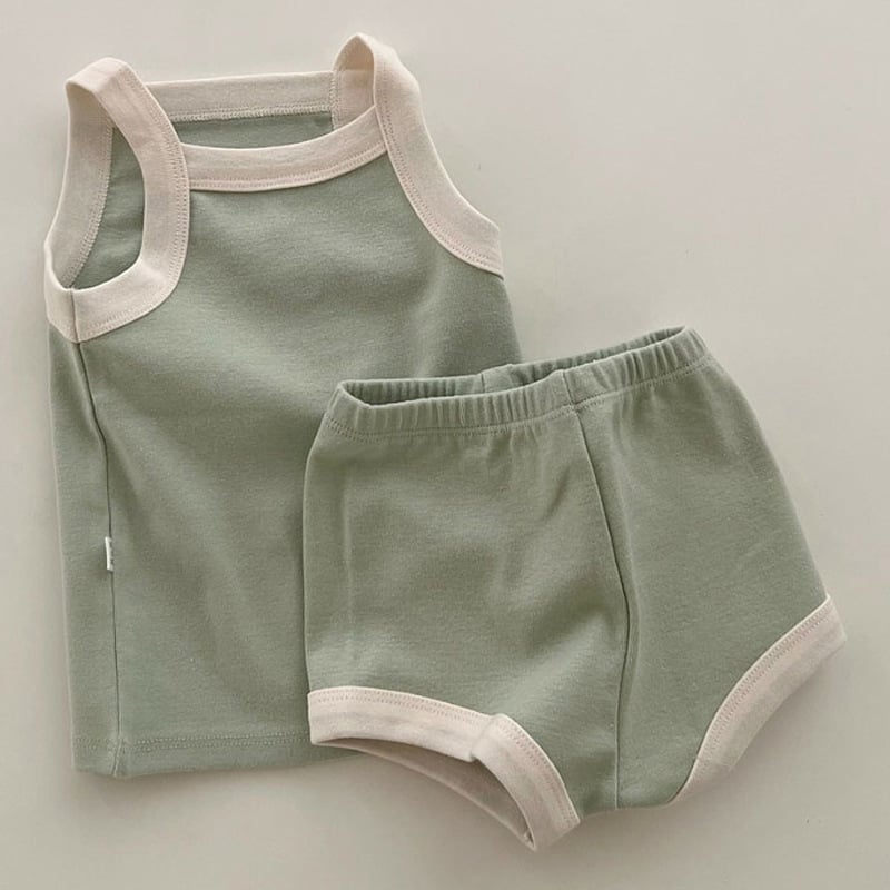 Korejski stil ljetni set za bebe od pamuka: top bez rukava i šorcevi