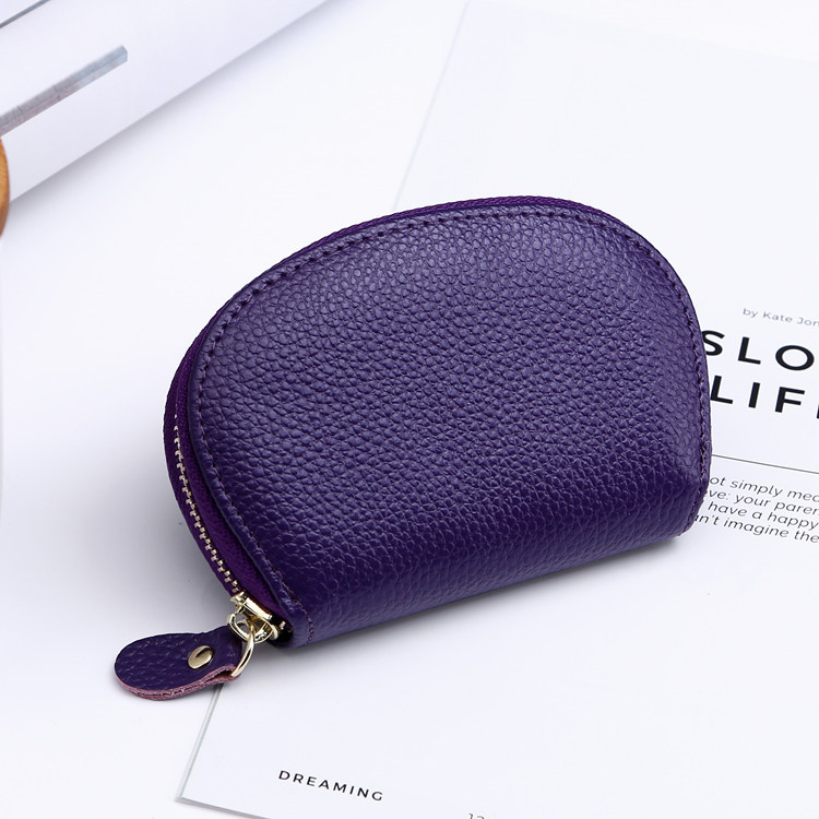 Lychee mintás természetes bőrből készült női kis pénztárca, rövid clutch stílusú, monétatartó, rúzs-tartó, kulcs- és kártyatartó
