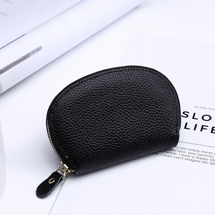 Lychee mintás természetes bőrből készült női kis pénztárca, rövid clutch stílusú, monétatartó, rúzs-tartó, kulcs- és kártyatartó