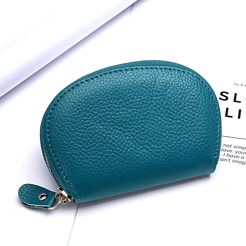 Lychee mintás természetes bőrből készült női kis pénztárca, rövid clutch stílusú, monétatartó, rúzs-tartó, kulcs- és kártyatartó
