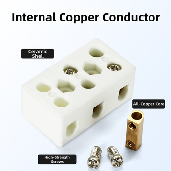 Bloc terminal ceramic, rezistent la temperatură înaltă, 2 intrări și 2 ieșiri, terminal porțelan, conector rezistent la căldură pentru cuptor electric
