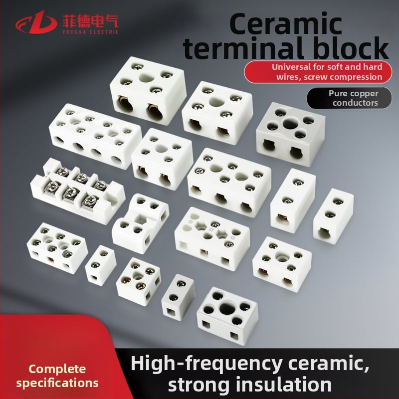 Bloc terminal ceramic, rezistent la temperatură înaltă, 2 intrări și 2 ieșiri, terminal porțelan, conector rezistent la căldură pentru cuptor electric