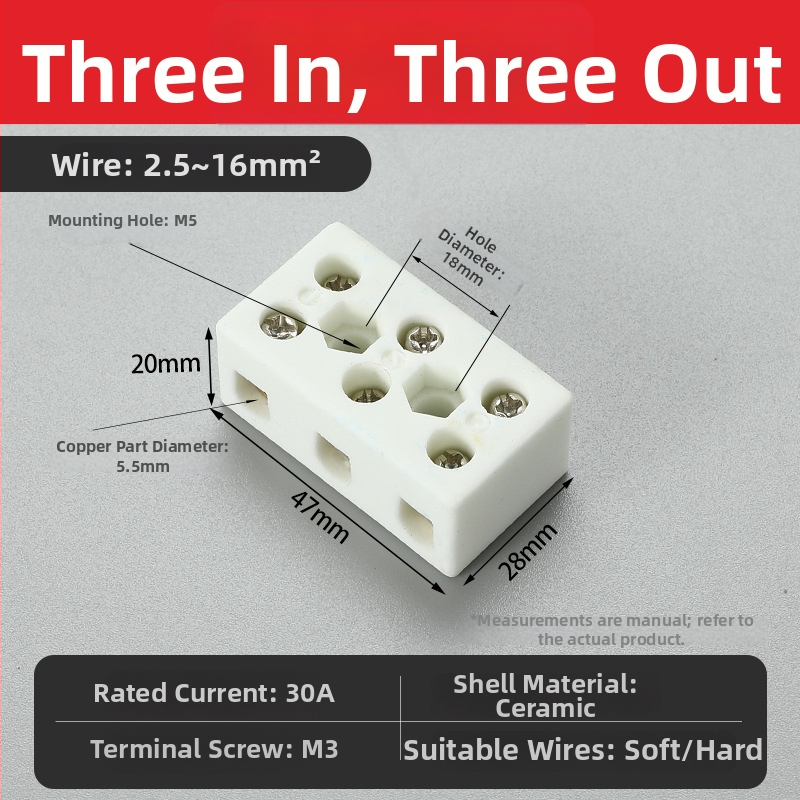 Bloc terminal ceramic, rezistent la temperatură înaltă, 2 intrări și 2 ieșiri, terminal porțelan, conector rezistent la căldură pentru cuptor electric