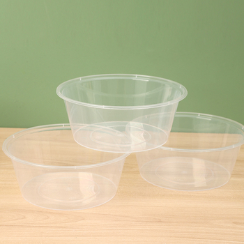 Recipient plastic de unică folosință pentru mâncare la pachet – bol rotund cu capac, transparent