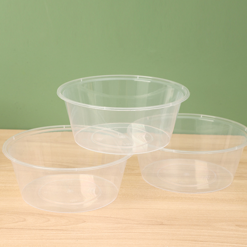 Recipient plastic de unică folosință pentru mâncare la pachet – bol rotund cu capac, transparent