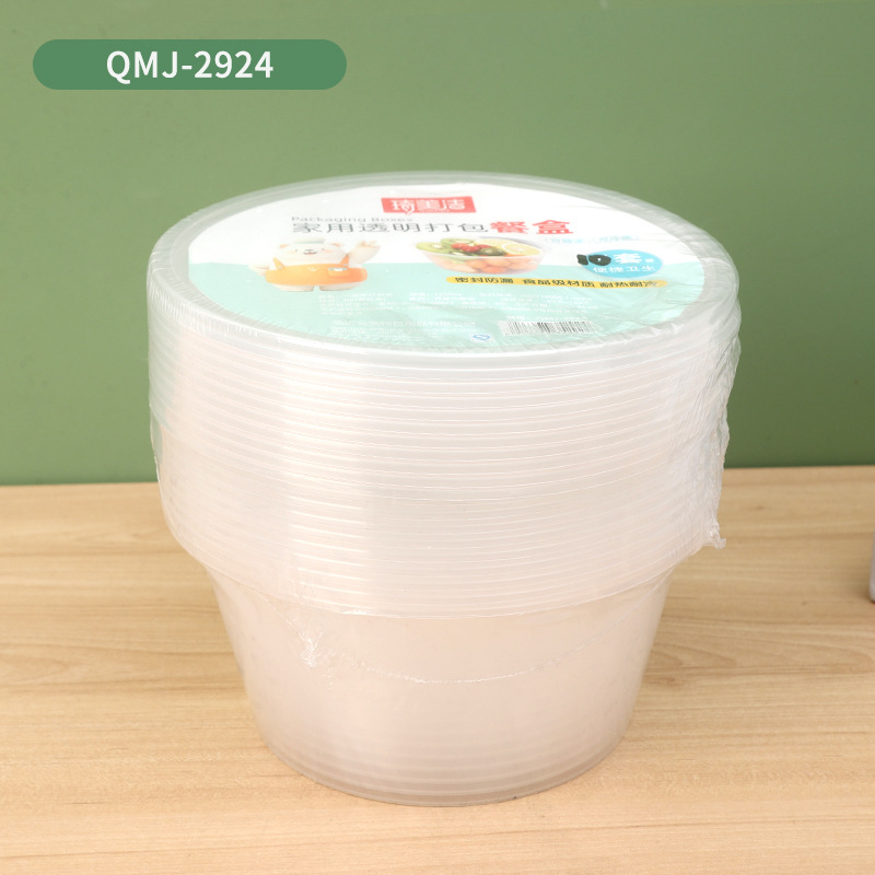 Recipient plastic de unică folosință pentru mâncare la pachet – bol rotund cu capac, transparent
