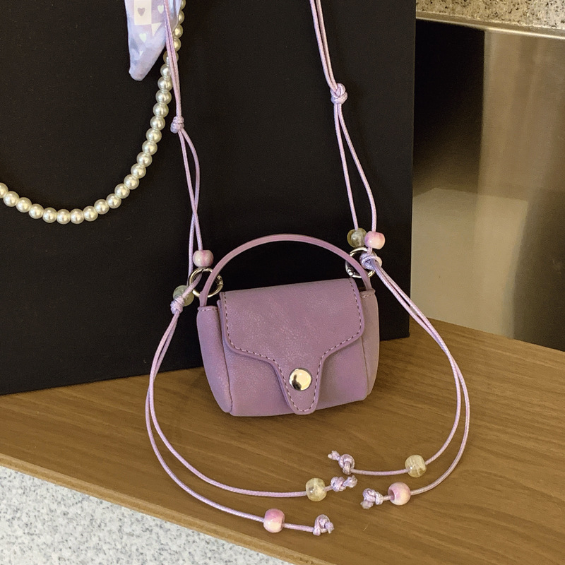 Premijerna velur mini sedlasta torbica s šalom od svile i perlicama, crossbody torba, torbica za slušalice, uska torbica za vrat