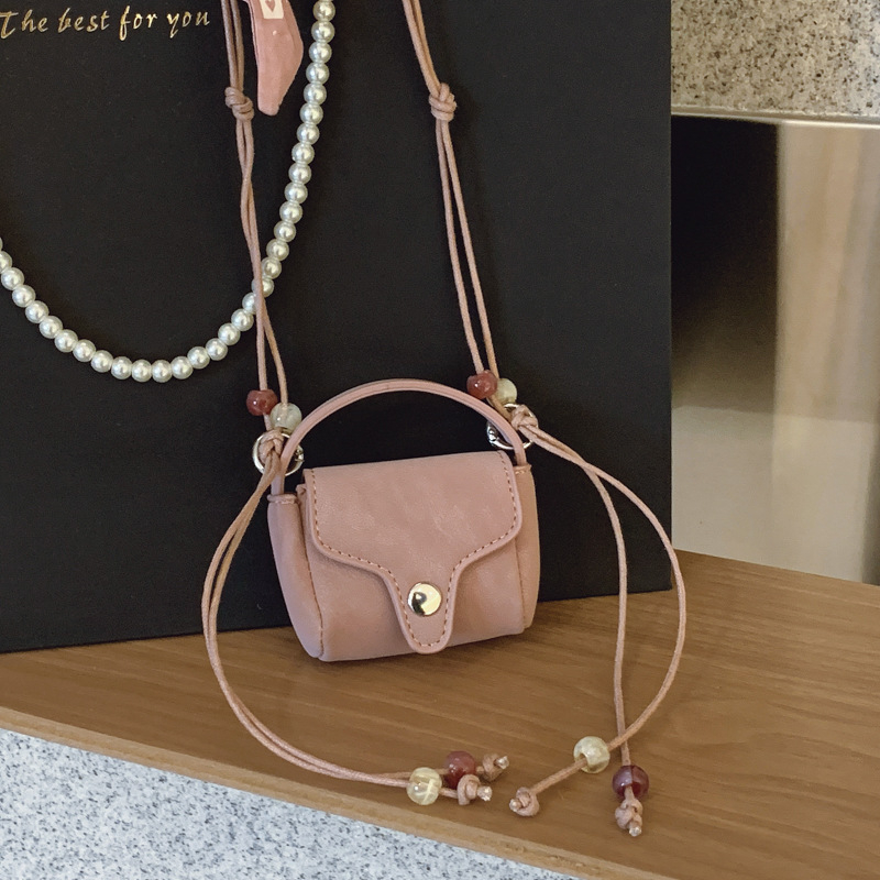 Premijerna velur mini sedlasta torbica s šalom od svile i perlicama, crossbody torba, torbica za slušalice, uska torbica za vrat