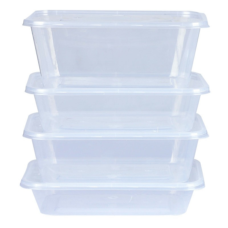 Cutie de take-out dreptunghiulară, din plastic transparent, de calitate alimentară, 300 buc