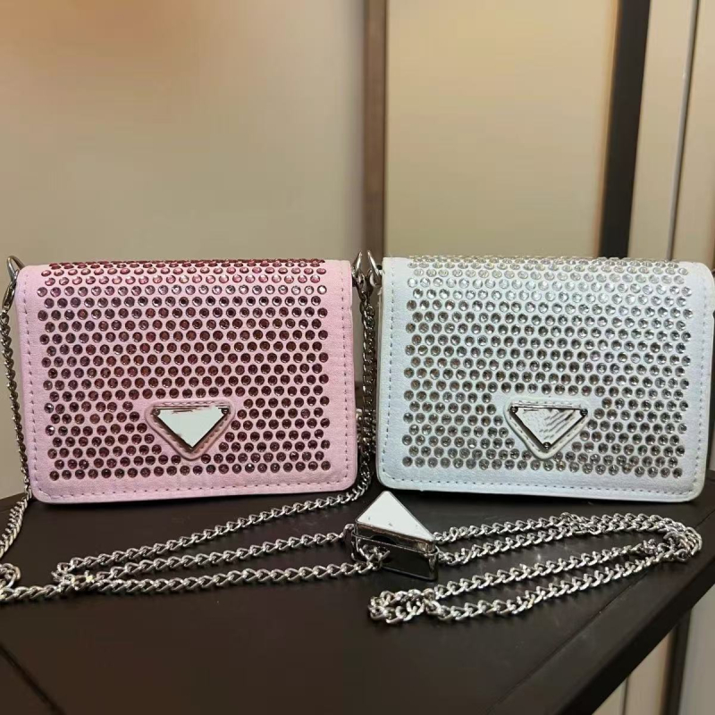 Nova mini kvadratna torbica s dijamantima, crossbody torba za ruž i ključeve, moderna blistava dijamantna torba