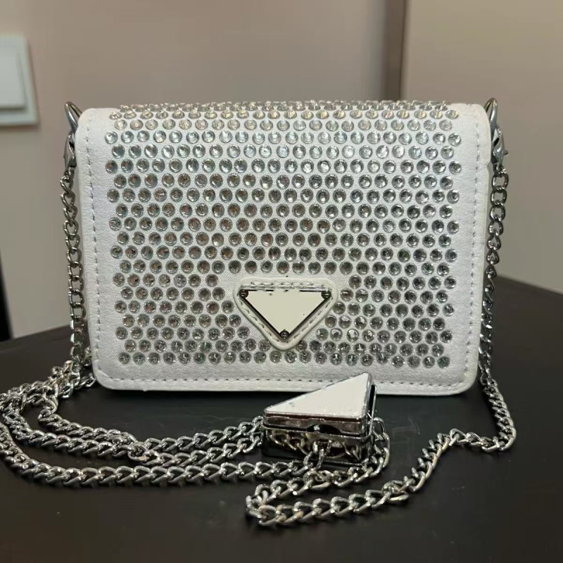 Nova mini kvadratna torbica s dijamantima, crossbody torba za ruž i ključeve, moderna blistava dijamantna torba
