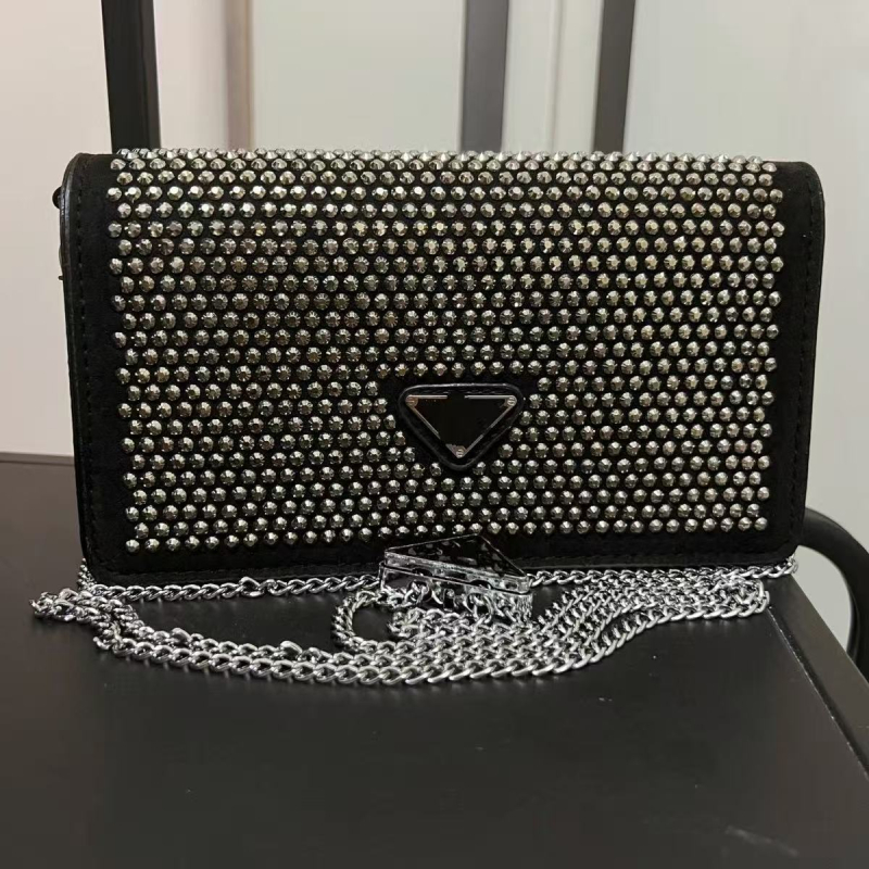 Nova mini kvadratna torbica s dijamantima, crossbody torba za ruž i ključeve, moderna blistava dijamantna torba