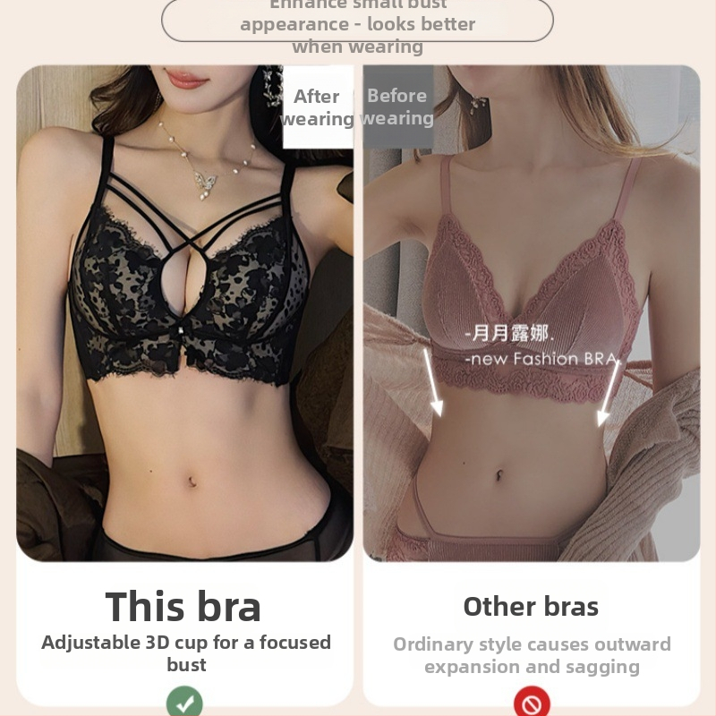 Sutien u japanskog stila s čipkom bez žica, push-up za mali bust, bočna potpora