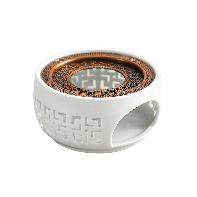 Încălzitor ceramic pentru ceai, încălzire cu lumânare, bază izolatoare pentru ceainic din sticlă, design decorativ cu grilaj tip fereastră